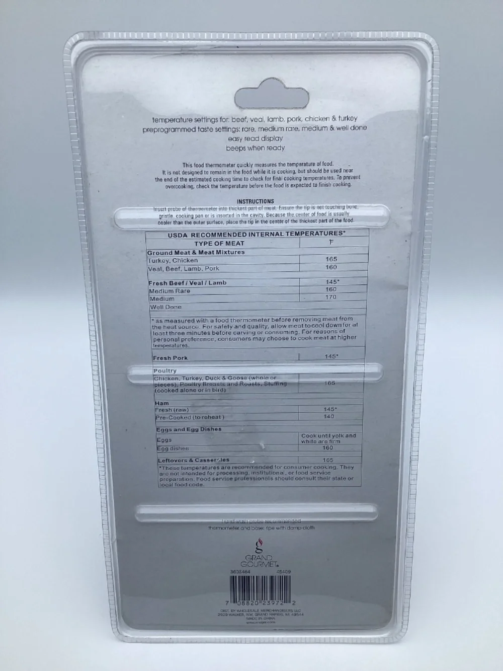 Grand Gourmet 100 Ft. Range Remote Cooking Thermometer W/ Probe